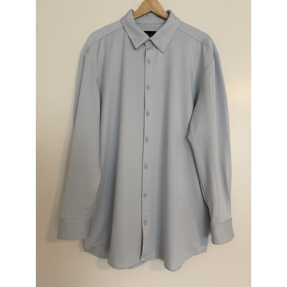 BYLT Premium Basics Shirt Mens XL Light Blue/Gray Stretch Button Down
